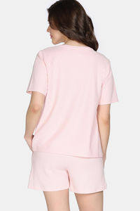 Zivame 2 Mile Fashion Knit Cotton Loungewear Set - Pink Dogwood — thumbnail 5